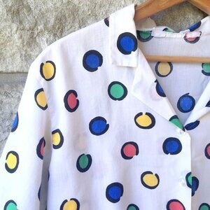 90s 'Pop Art' Short-Sleeve Button Down Top
